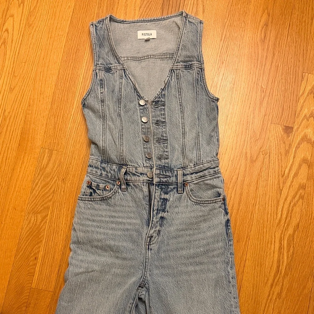 Pistola Women's Gray Denim Overalls - Picture 2 of 6